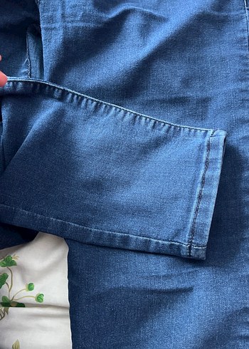 Düğmeli Mavi Kadın Denim Pantolon - Görsel 3