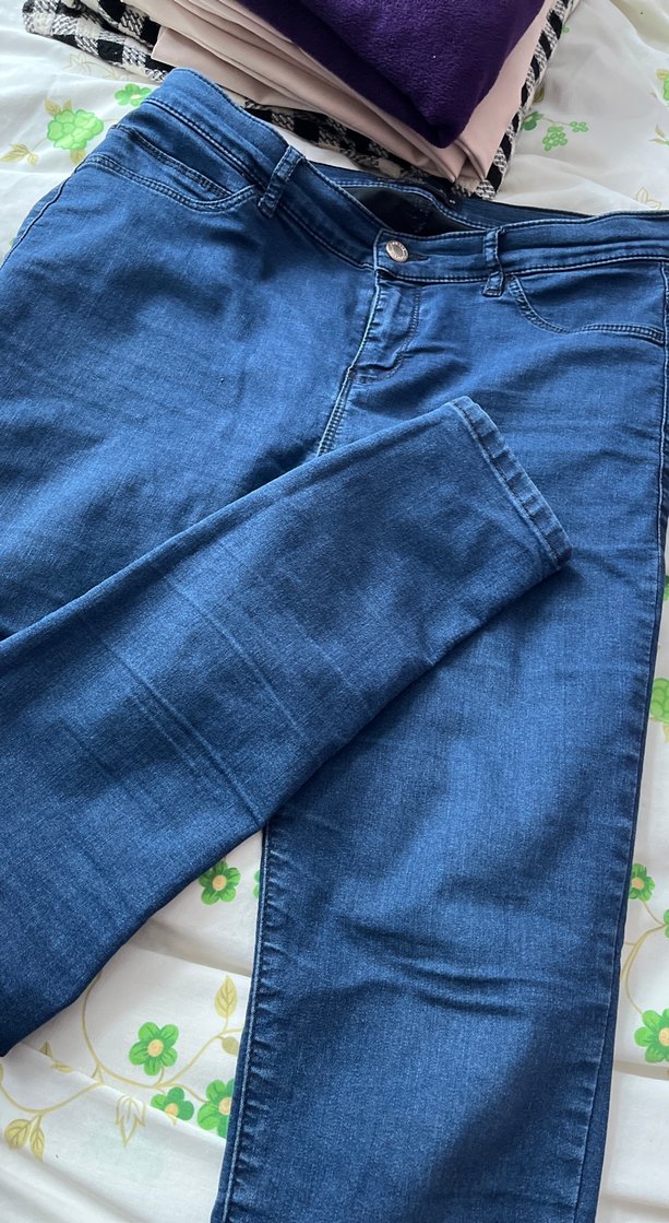 Düğmeli Mavi Kadın Denim Pantolon - Görsel 5