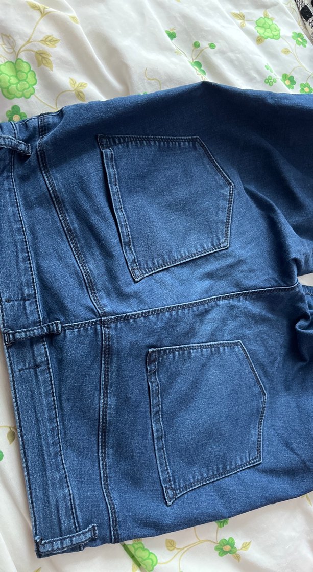 Düğmeli Mavi Kadın Denim Pantolon - Görsel 4