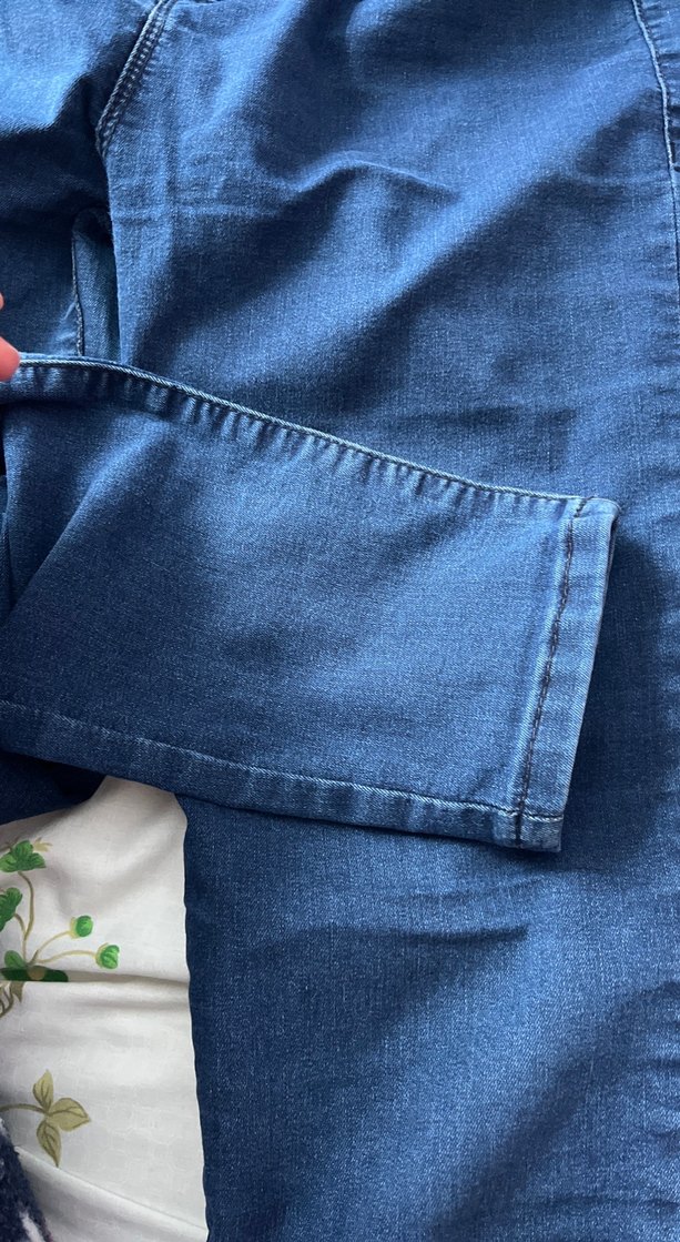 Düğmeli Mavi Kadın Denim Pantolon - Görsel 3