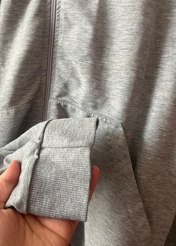 Gri Kapüşonlu Fermuarlı Salaş - Görsel 2