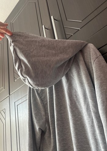 Gri Kapüşonlu Fermuarlı Salaş - Görsel 5