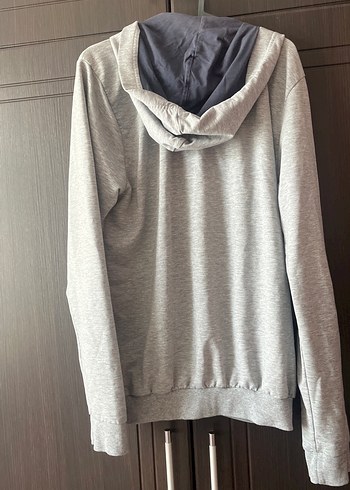 Gri Kapüşonlu Fermuarlı Salaş - Görsel 4