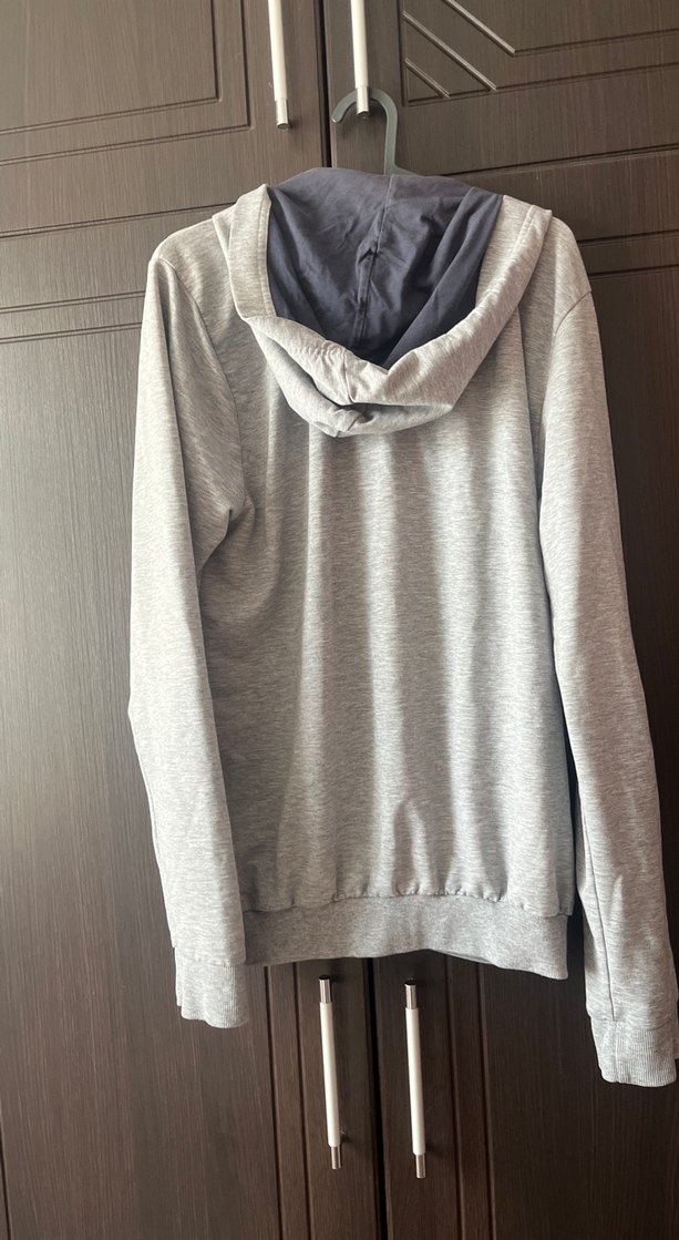 Gri Kapüşonlu Fermuarlı Salaş - Görsel 4