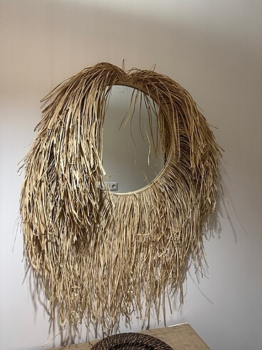 Saçaklı ayna #rattan ayna