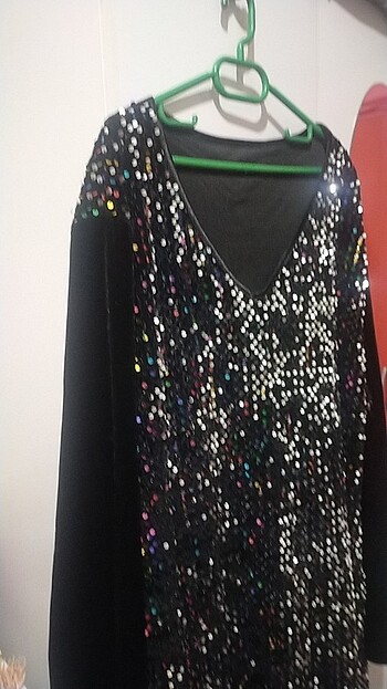 Büyük beden kadife payetli elbise - Görsel 2