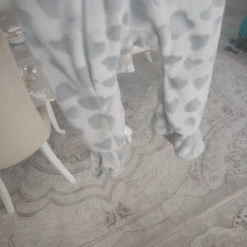 Kız Bebek Gri Kürklü Kapüşonlu Tulumu - Görsel 5