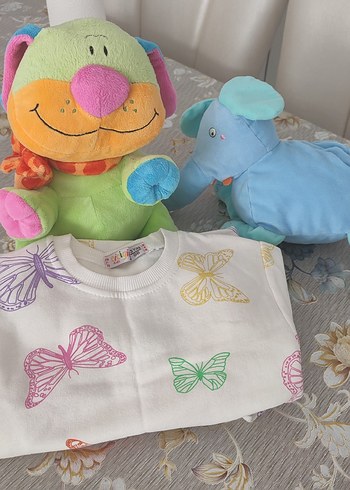 Çok Renkli Kelebek Desenli Çocuk Pijama Takımı - Görsel 2