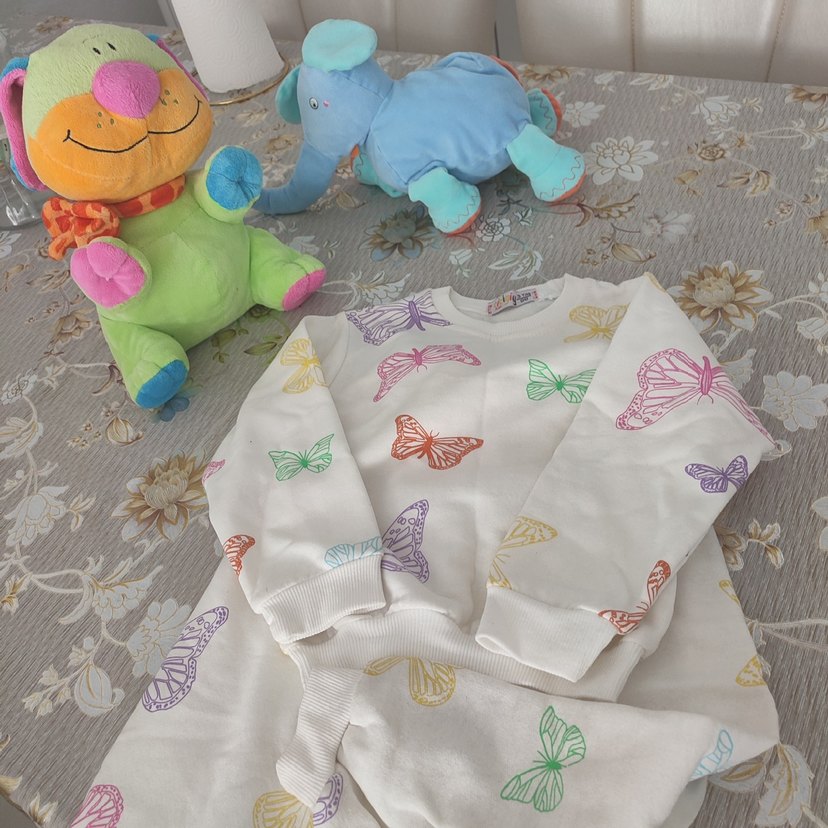 Çok Renkli Kelebek Desenli Çocuk Pijama Takımı - Görsel 4