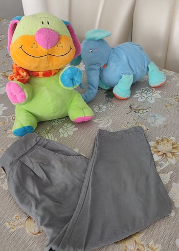 Gri Keten Düğmeli bebek keten Pantolon - Görsel 5