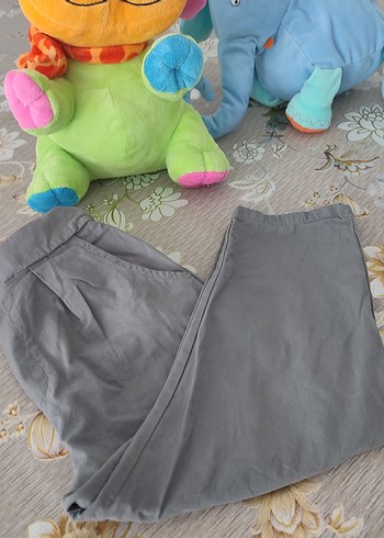 Gri Keten Düğmeli bebek keten Pantolon - Görsel 3