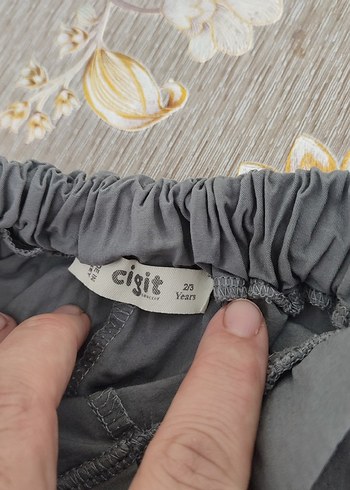 Gri Keten Düğmeli bebek keten Pantolon - Görsel 8