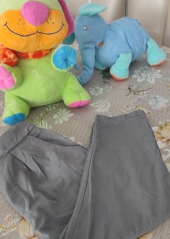 Gri Keten Düğmeli bebek keten Pantolon - Görsel 2