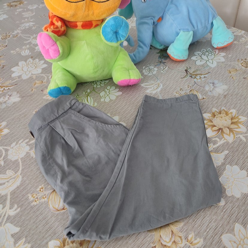 Gri Keten Düğmeli bebek keten Pantolon - Görsel 3