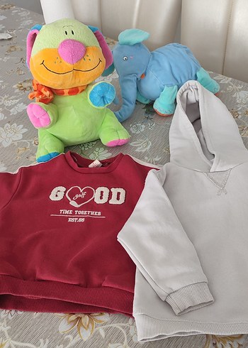 Kız Çocuk Renkli Baskılı Kapüşonlu Sweatshirt - Görsel 11