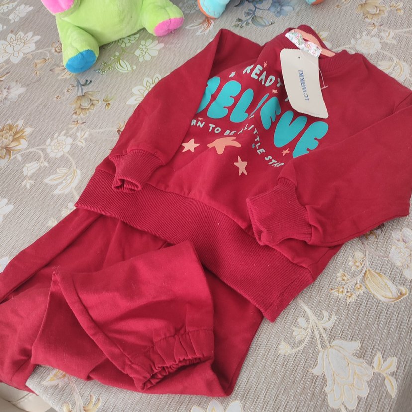 Kız Bebek Uzun Kollu Renkli Desenli Örgü Takım - Görsel 5