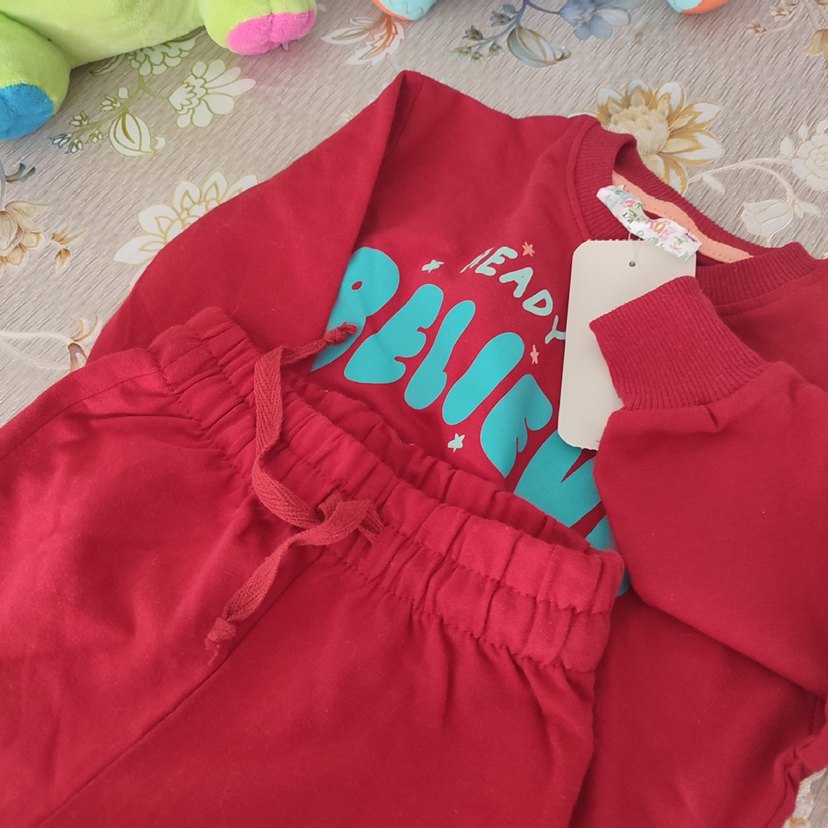 Kız Bebek Uzun Kollu Renkli Desenli Örgü Takım - Görsel 4