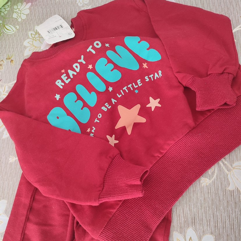 Kız Bebek Uzun Kollu Renkli Desenli Örgü Takım - Görsel 3