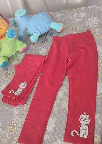 Nakışlı Kız Çocuk Kırmızı Tayt - Görsel 4
