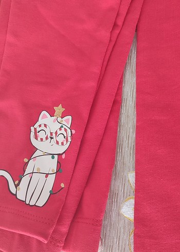 Nakışlı Kız Çocuk Kırmızı Tayt - Görsel 5