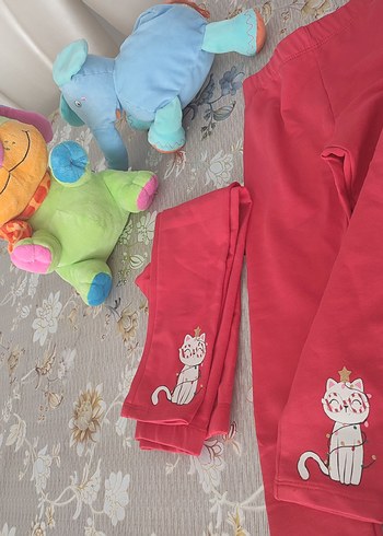 Nakışlı Kız Çocuk Kırmızı Tayt - Görsel 6