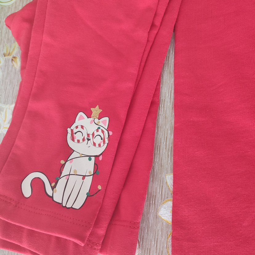 Nakışlı Kız Çocuk Kırmızı Tayt - Görsel 5