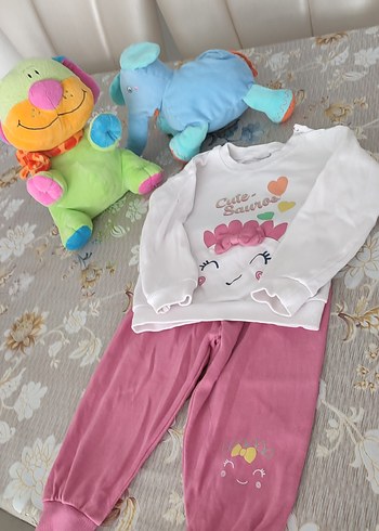 Pembe Uzun Kollu Kız Bebek Fırfırlı Takım - Görsel 7