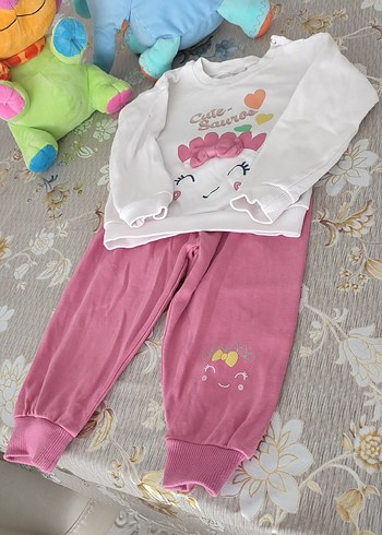 Pembe Uzun Kollu Kız Bebek Fırfırlı Takım - Görsel 8