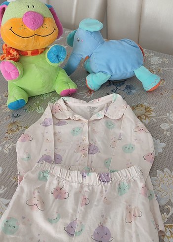 Kız Çocuk Pembe Pamuklu Baskılı Düğmeli Pijama - Görsel 8