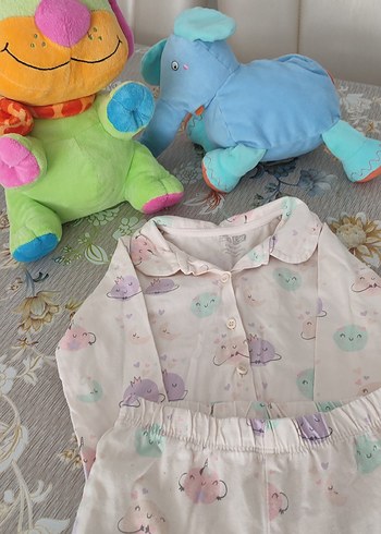 Kız Çocuk Pembe Pamuklu Baskılı Düğmeli Pijama - Görsel 4