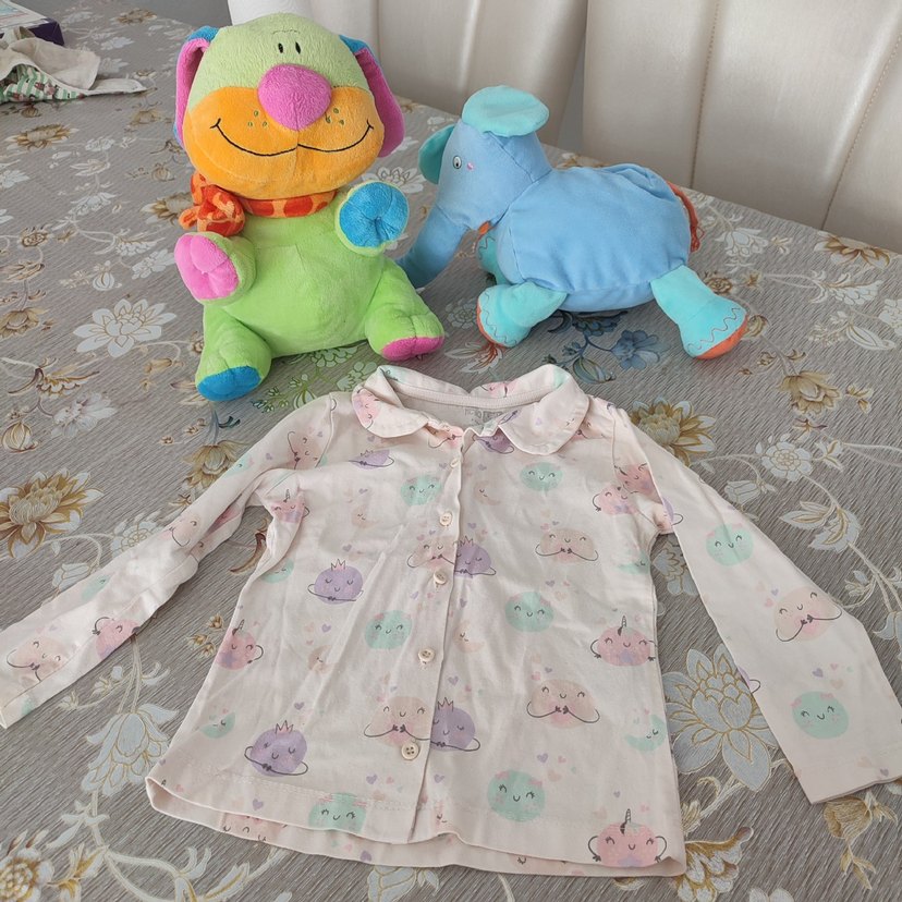 Kız Çocuk Pembe Pamuklu Baskılı Düğmeli Pijama - Görsel 2