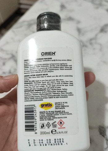 Orien Tıraş Sonrası Gliserinli Balsam 200 ml - Görsel 3