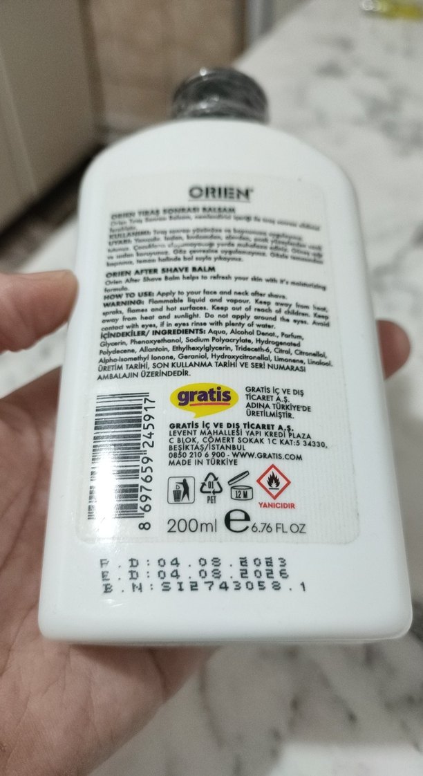 Orien Tıraş Sonrası Gliserinli Balsam 200 ml - Görsel 4