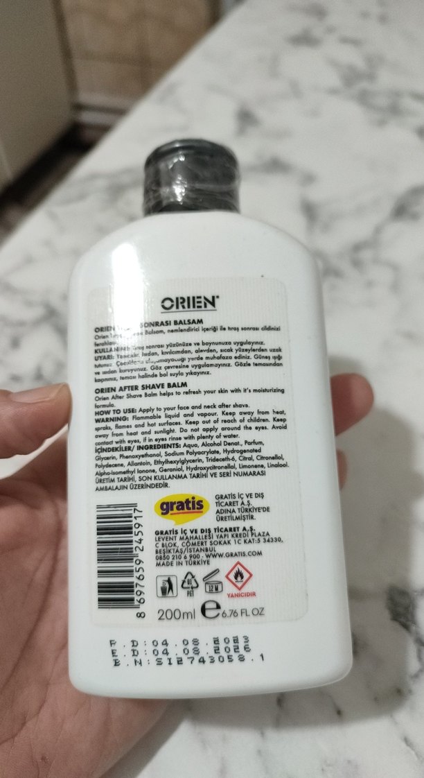 Orien Tıraş Sonrası Gliserinli Balsam 200 ml - Görsel 3