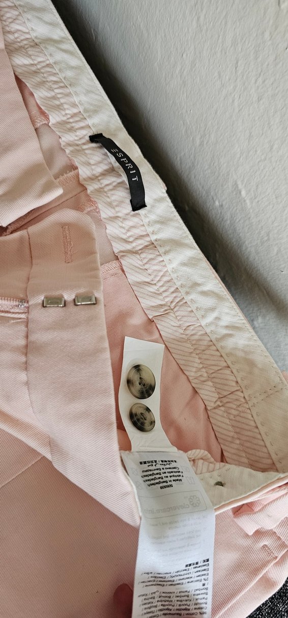 Düğmeli Pembe Keten Kadın Pantolon - Görsel 3