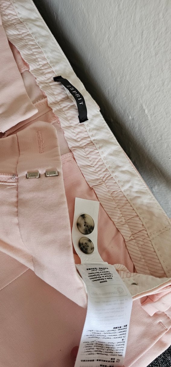 Düğmeli Pembe Keten Kadın Pantolon - Görsel 2