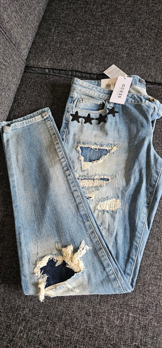 guess  Kadın Mavi Yırtık Denim Jean - Görsel 3