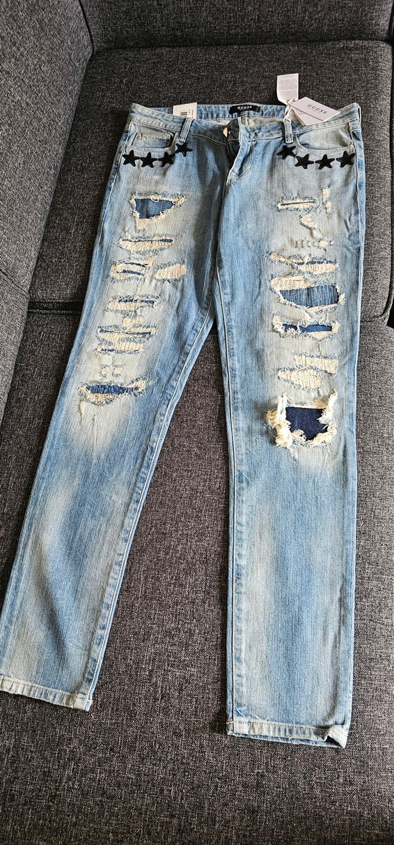 guess  Kadın Mavi Yırtık Denim Jean - Görsel 2