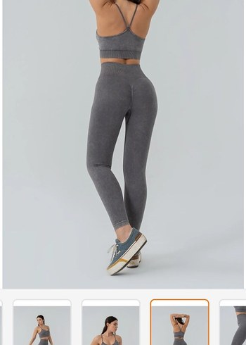 Gri Sade Midi Spor Tayt ikili takim - Görsel 2