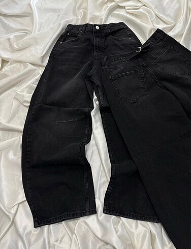 arkasi kemerli bdg urban outfitters siyah jean pantalon baggy
