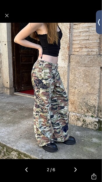 American Vintage kamuflaj y2k bdg ejdarha nakisli baggy pantalon vintage