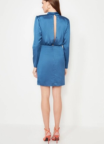 Kruvaze Saten elbise - Görsel 3