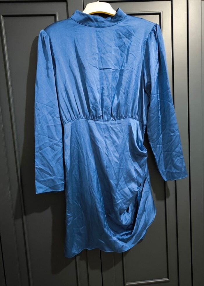 Kruvaze Saten elbise - Görsel 5