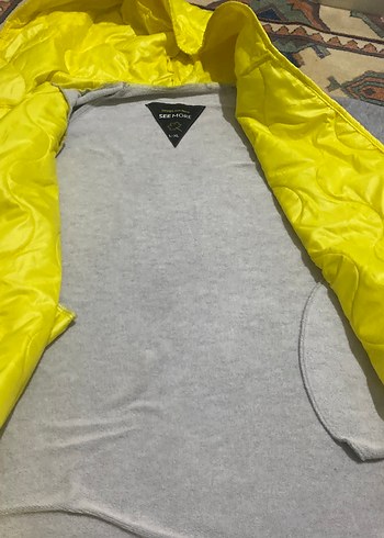 Gri Kollu Sarı Fermuarlı mont - Görsel 5