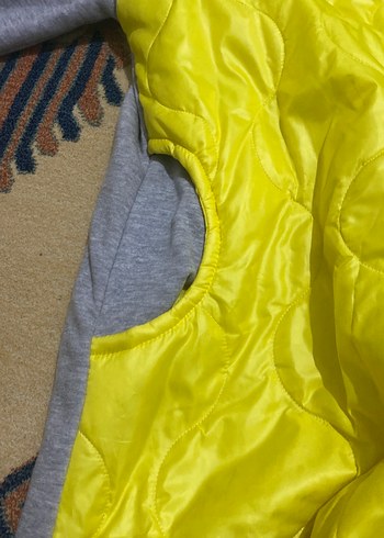 Gri Kollu Sarı Fermuarlı mont - Görsel 6