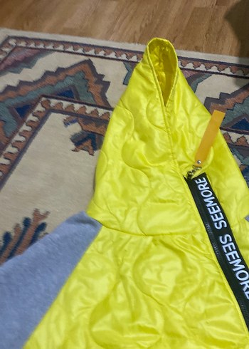 Gri Kollu Sarı Fermuarlı mont - Görsel 3