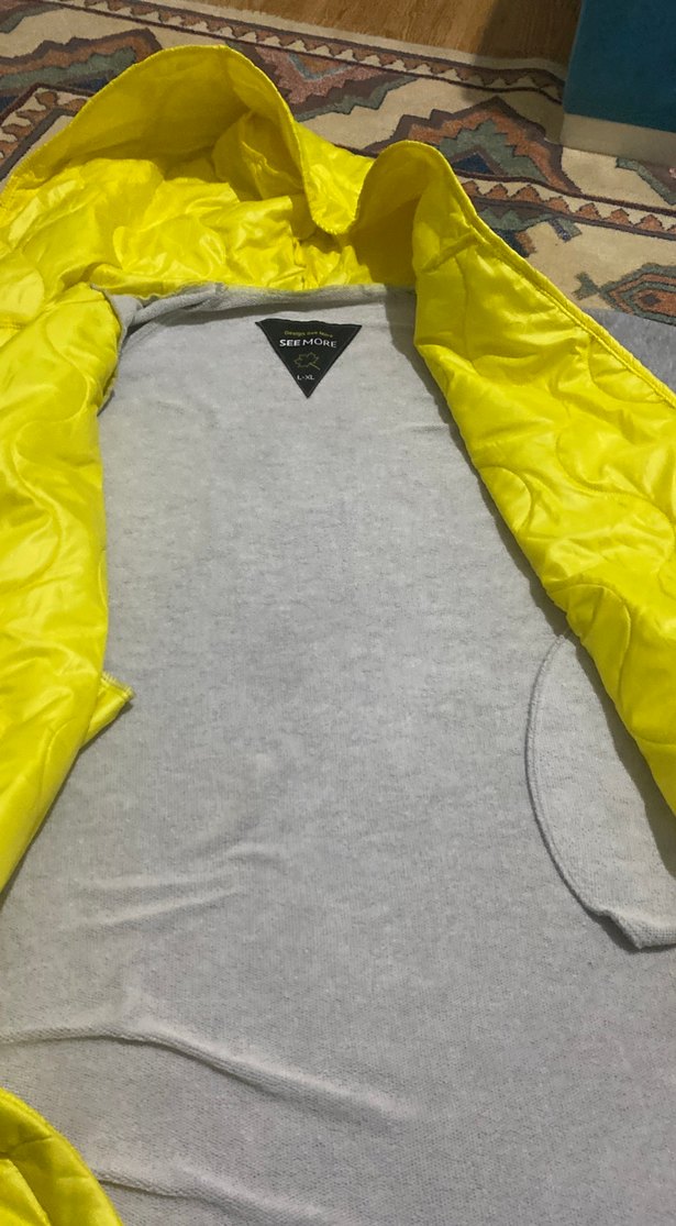 Gri Kollu Sarı Fermuarlı mont - Görsel 5