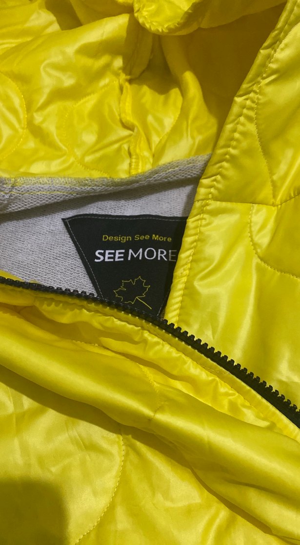 Gri Kollu Sarı Fermuarlı mont - Görsel 4