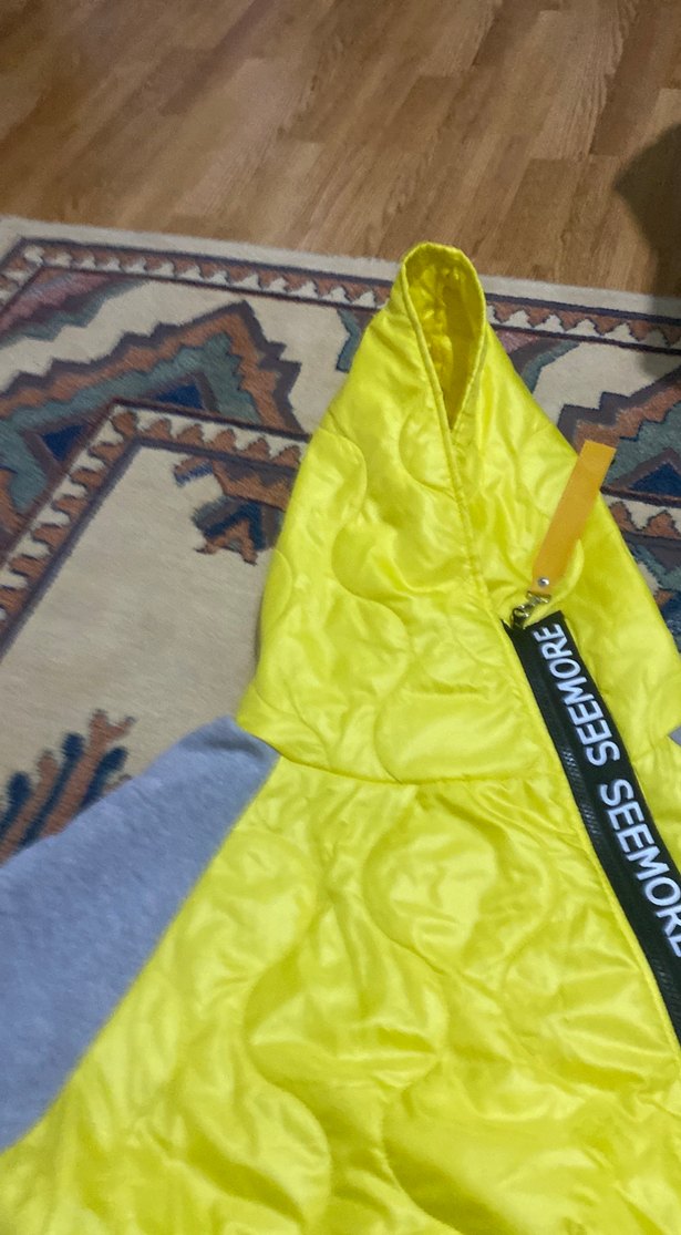 Gri Kollu Sarı Fermuarlı mont - Görsel 3