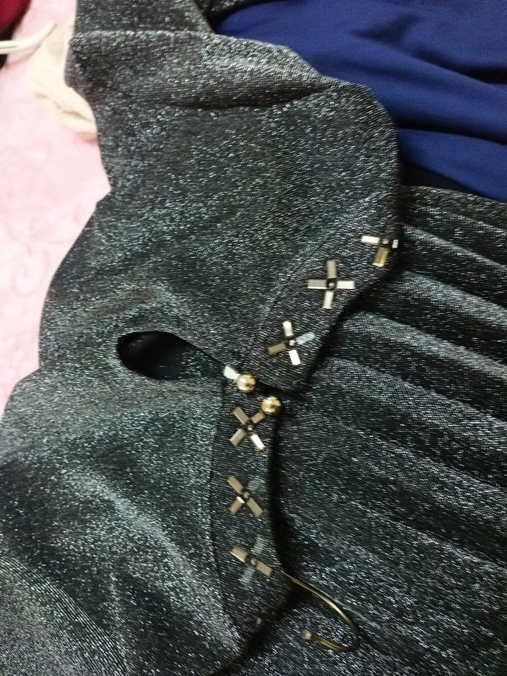 Gri Piliseli Uzun Kollu Kadın Abiye Elbise - Görsel 3